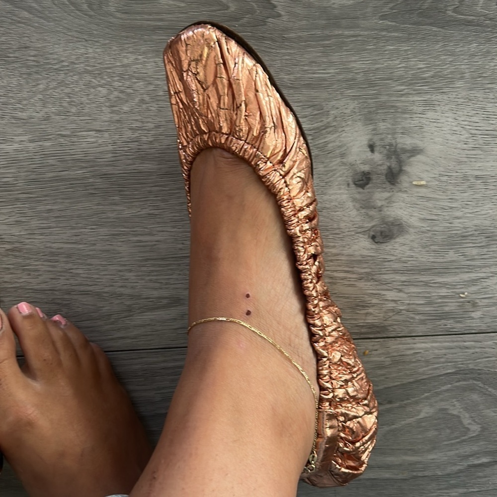 Dolce & Gabbana Metallic Copper Rose Gold Ballerina Flats 37 - Picture 9 of 10